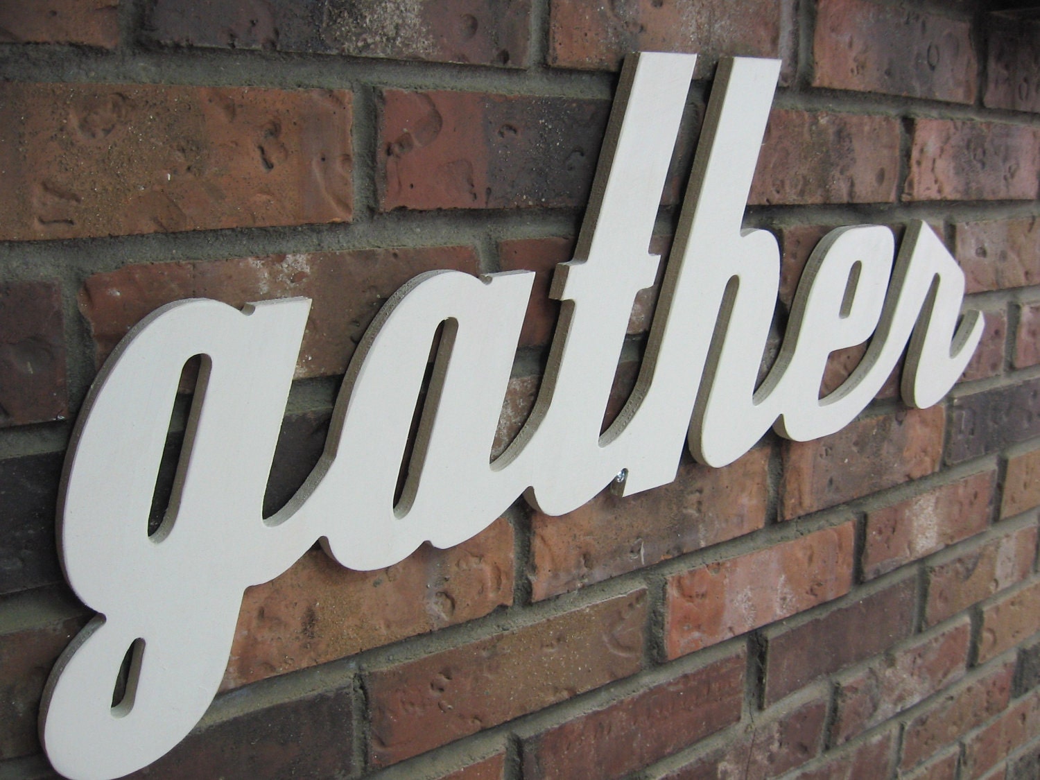 Off White Gather Sign - Wood Wall Decor - Family Room - Kitchen - 28 X 12