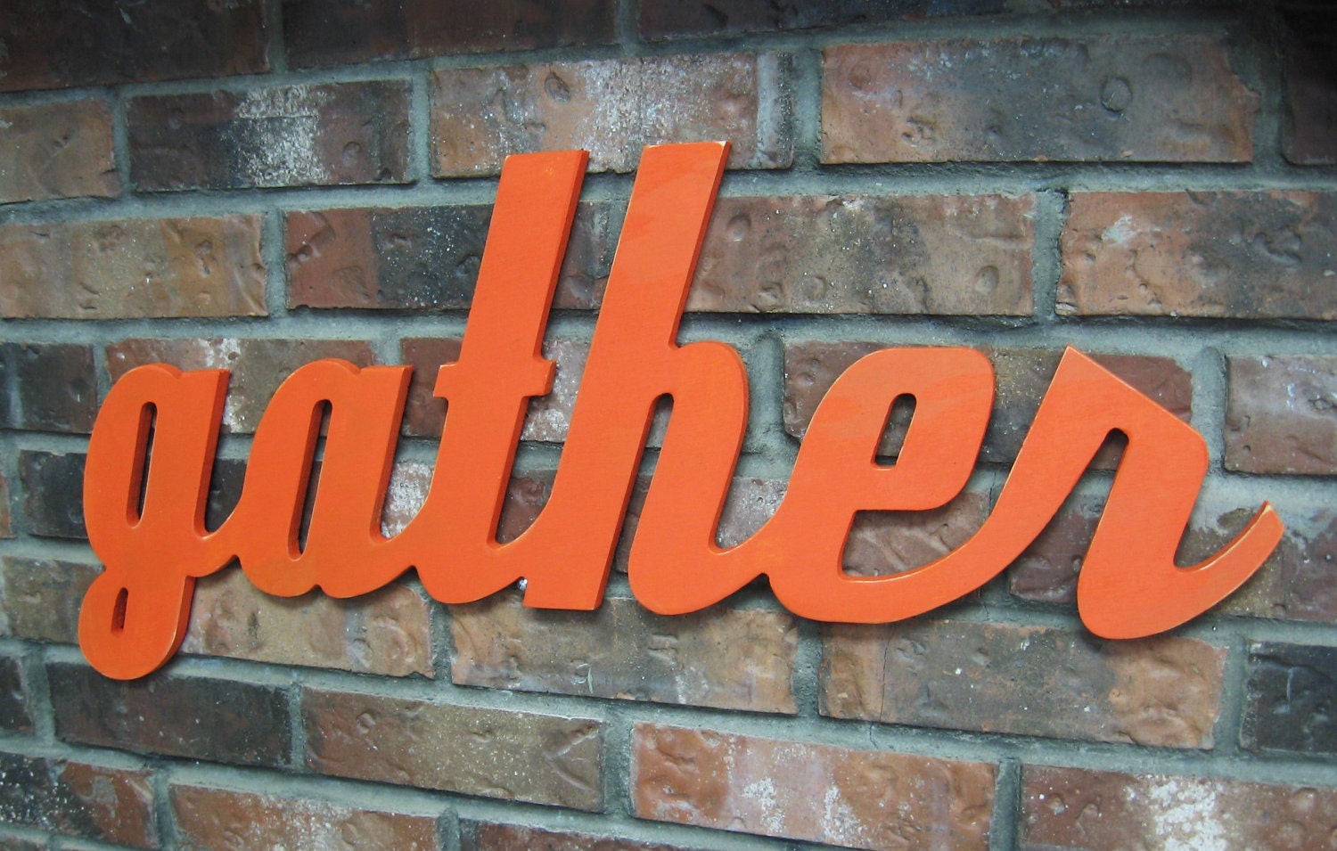 Orange Gather Sign - Wood Wall Decor - Family Room - Kitchen - 28 X 12