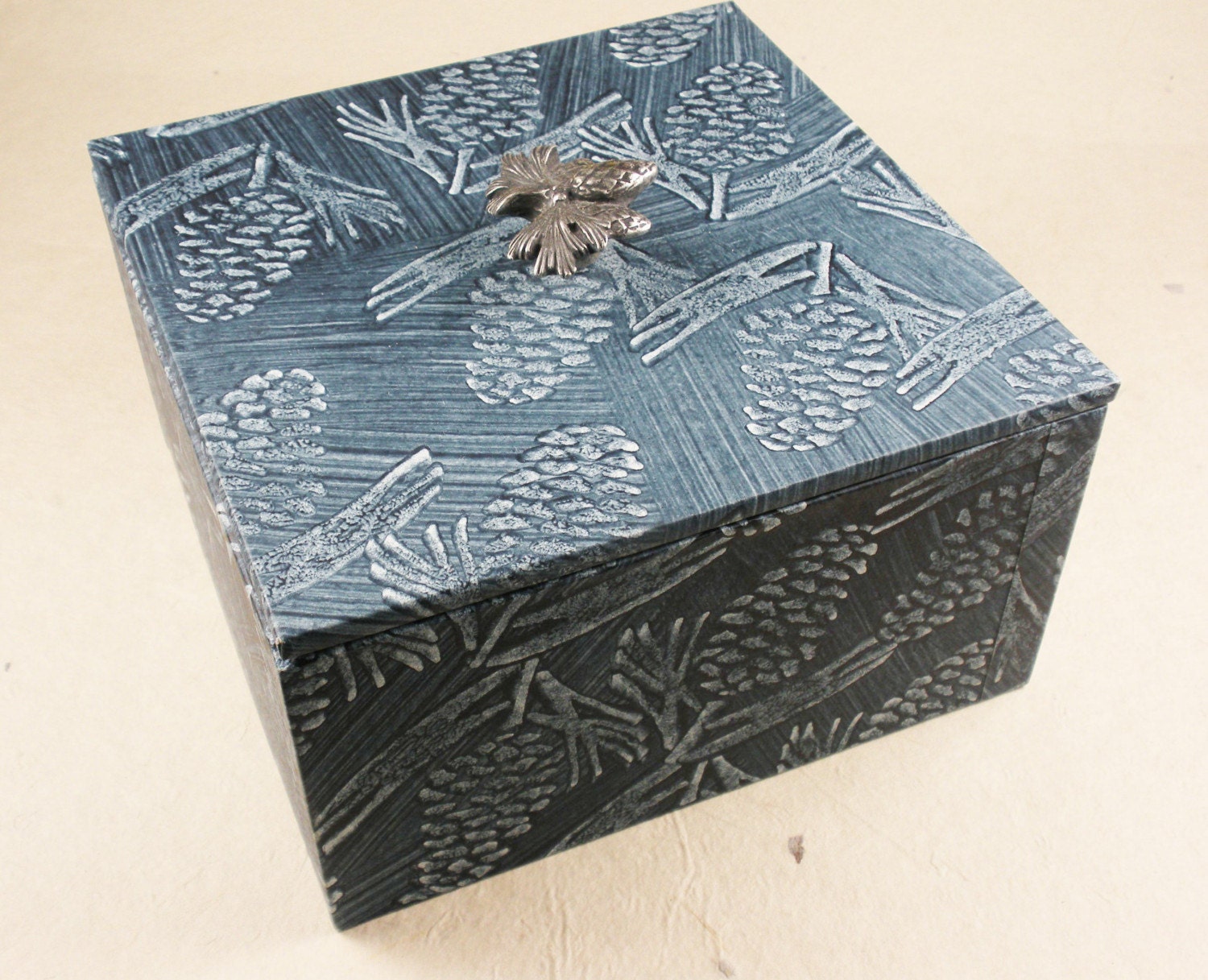 Hand Made Box - Keepsake - Square - Blue - Decor - Coffee Table