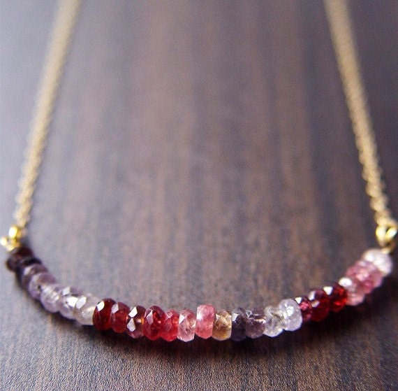 Multi Sapphire Rondelle Necklace 14K Gold