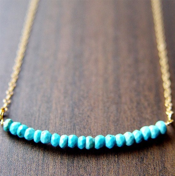 Turquoise Rondelle Necklace 14k Gold