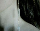 Double Quartz Gold Chain Earrings
