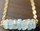 Aquamarine Nugget Necklace - 14k Gold
