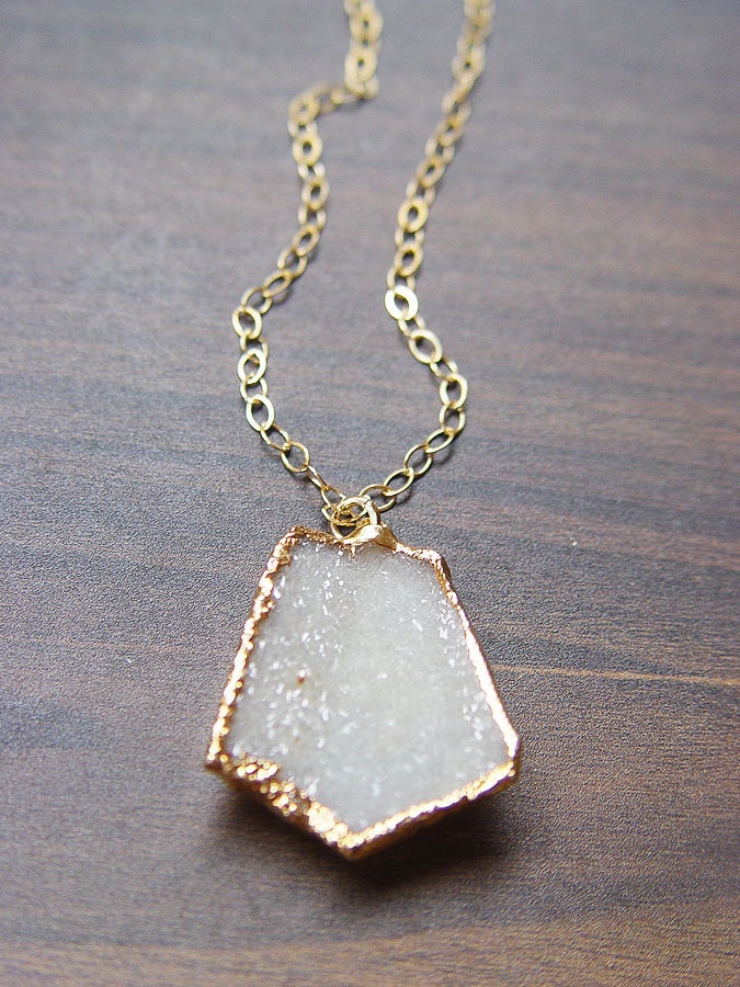 Vanilla druzy necklace in 14k Gold