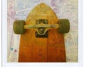 Skateboard polaroid print 4x5 - collage handmade - fine art print signed by its author