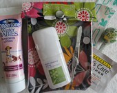 Small Ouch PouchTM First Aid Travel Organizer for Diaper Bag Car Dorm Room Teachers Desk ( 4x5  Mod Gray Floral Fabric)