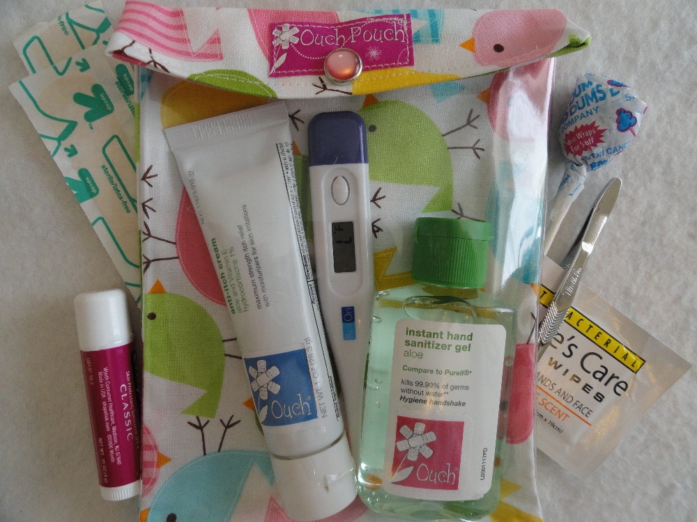 Medium Ouch Pouch TM First Aid Organizer for Diaper Bag Car Purse Boo Boo's (5x7 Ann Kelle Spring Birds Fabric) Baby Shower Gift