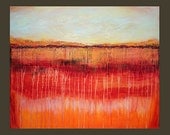 Landscape Painting Original Abstract Minimalist Canvas Earthy Raw Textured by Linda Haywood