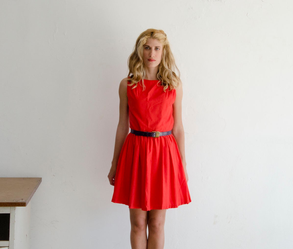 Red Orange Vintage Inspired Dress - karmologyclinic