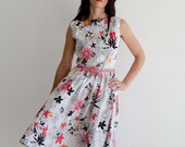 Floral Dress, Linen Summer Sleeveless, Vintage Inspired, Garden Dress
