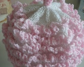 MADE TO ORDER   Knit Birthday Cake Baby Girl Hat        Size 24 months
