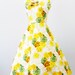 vintage 1950s 50s dress // Canary Yellow Roses Floral Party Dress with Pockets and Bows