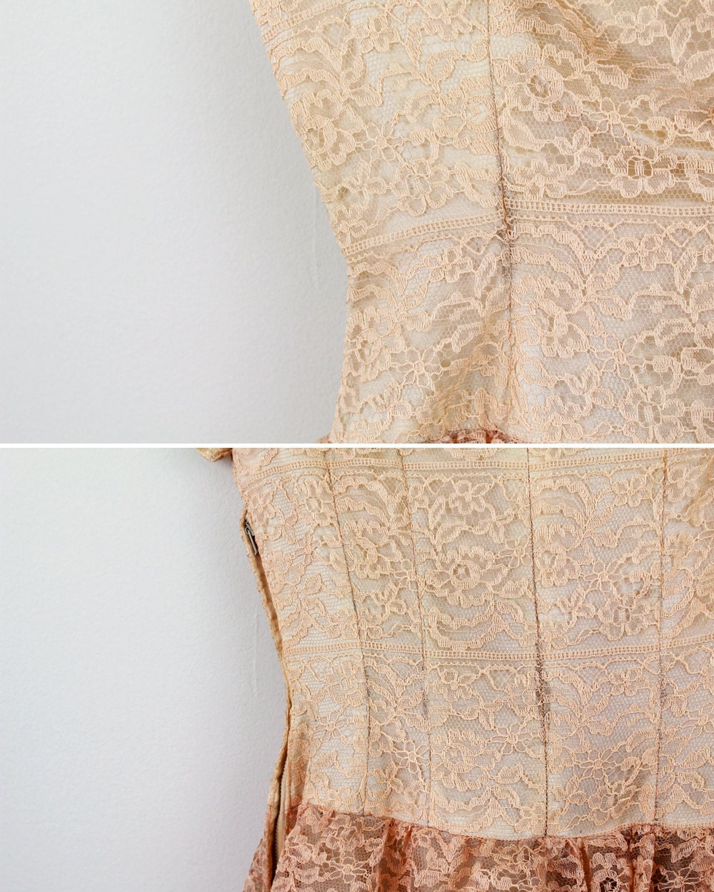 1950s dress / 50s dress / Cream and Rose Tiered Lace Dreamy Dreams Cupcake Dress