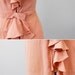 vintage 50s 60s dress // Peach Cocktail Dress with Dramatic Ruffle and Plunging Back