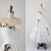 1950s wedding dress / 50s wedding dress / White Fairy Tale Tulle Wedding Dress with Floral Garlands