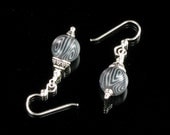 Black and White Swirl Dangle Earrings - Polymer Clay Jewelry - Drop Earrings - Art Jewelry -  Clay Earrings - Silver Jewelry