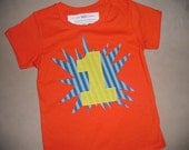 Infant/Toddler First 1st Boys Pow 1 Applique Birthday Shirt