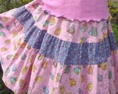 Ultra Twirly Pastel Rainbow Cat Girls Twirl Skirt   Girls Pink Skirt mid calf length sizes 4 5 6 7 8 10 12 14 Handmade Kids Clothes Spring