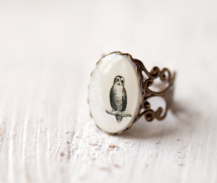 Owl jewelry - Owl ring - Woodland jewelry (R023)