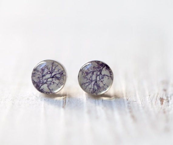 Tiny ear post - Tree earrings - Earring studs (E092)