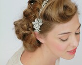 Vintage Style Wedding Headband. Vintage Ribbon Headband, Wedding Hair Accessories, Crystal Headband, Bridal Ribbon Headband - Style 226