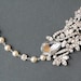 Colette. Vintage style rhinestones and Swarovski Pearls bridal necklace (Silver)