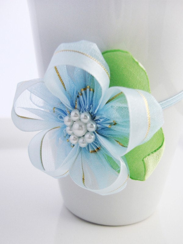 Catherin / Light Blue Star Blossom skinny headband