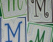 MONOGRAM Note Cards - Caurie Cove color scheme - Package of 4 Cards (all 26 letters available)
