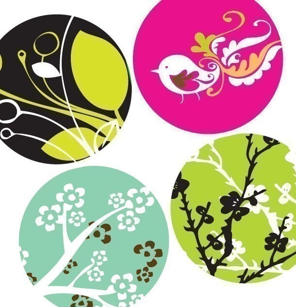 One (1x1) Inch Round Pendant Images - Spring Sensations - Digital Colalge Sheet - BUY 2 Get 1 FREE