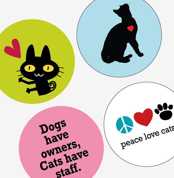 Cat Love  - (1x1) One Inch Round Pendant Images - Digital Sheet - PDF - Buy 2 Get 1 Free
