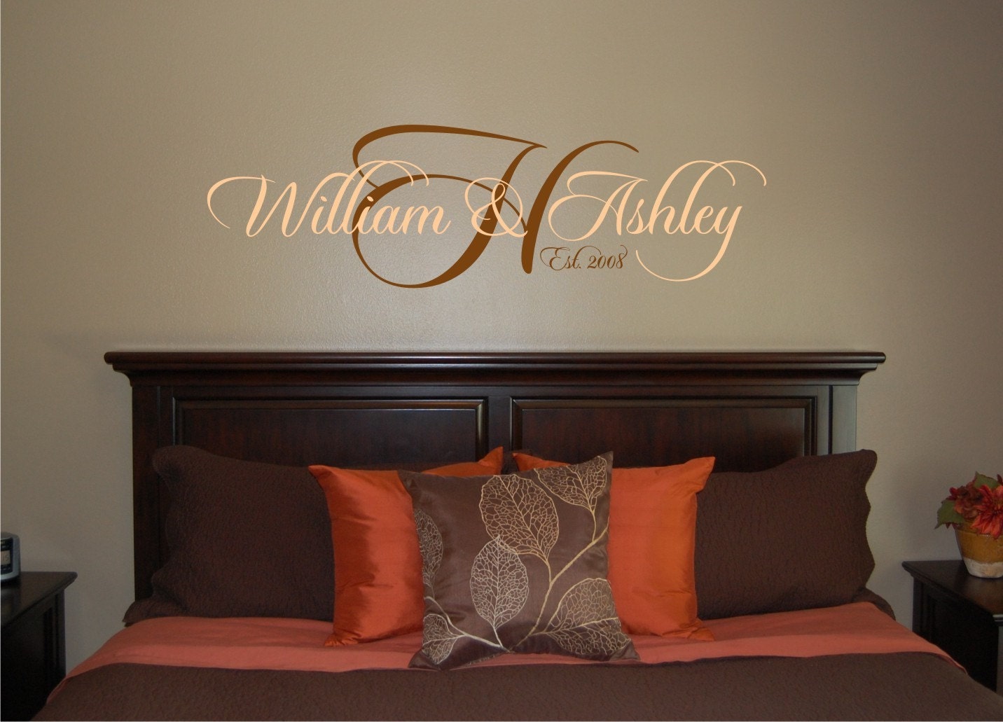 Vinyl Wall Decal His and Hers Established Monogram