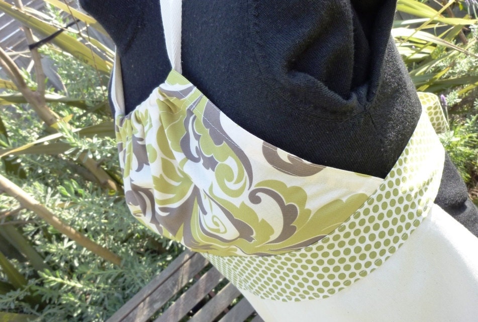 Cath Apron - green and cream
