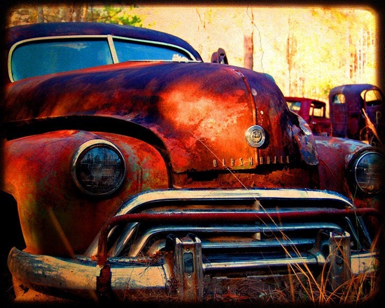 Miss Jasmine Take Two - Rusty Old Car - Oldsmobile - Fine Art Photograph by Kelly Warren