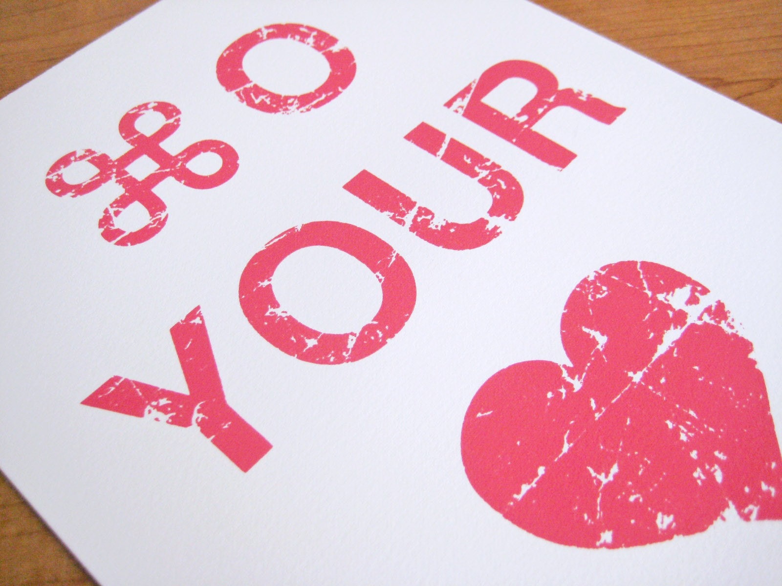 Open Your Heart Screenprint- Coral