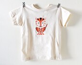 SALE- Tiger Kids Tee Shirt, Screenprinted, Organic Cotton, 2T and 4T
