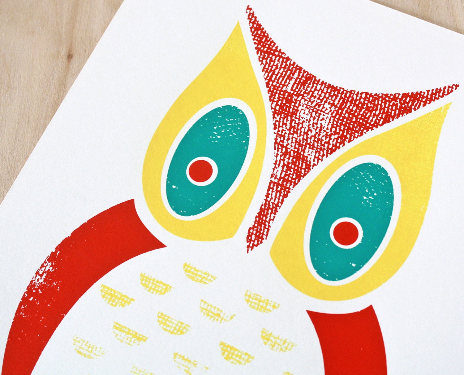 Owl Screenprint, Screenprint, Art Print, White