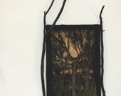 Forest Art Branch Frame Textile Art Wall Hanging OOAK Dark Gothic Trees Rustic Decor