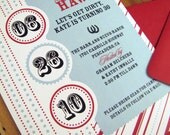 Red and Aqua Retro Backyard Birthday Party Invitation - Set of 50
