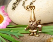 Gnome Necklace Jewelry  Gold Gnome Elf Gold Charm Summer Fashion