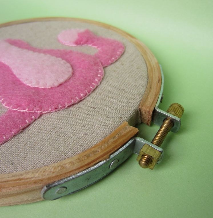 Uterus Embroidery Hoop on Linen