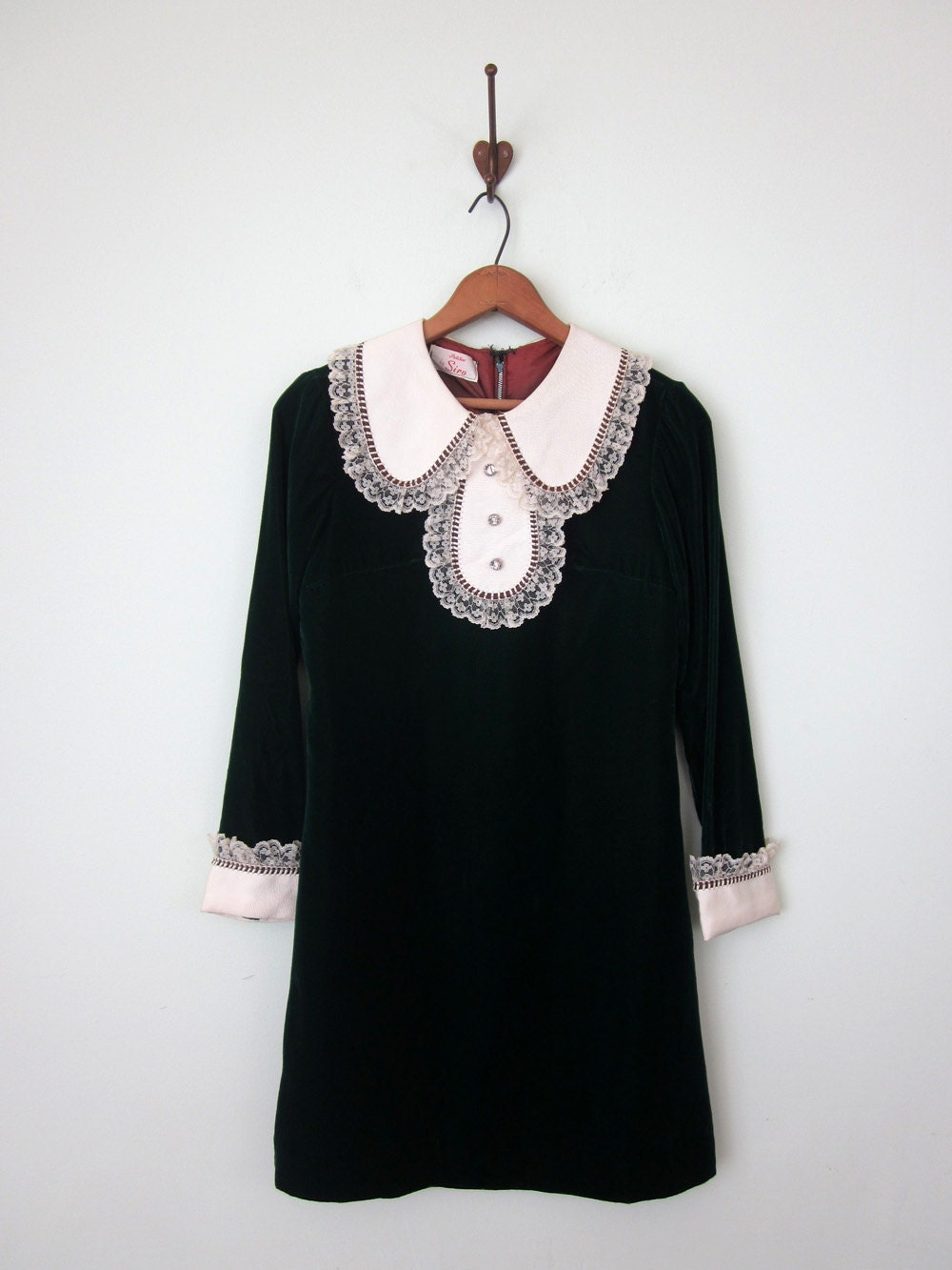 60s jade velvet mini dress (xs - s)