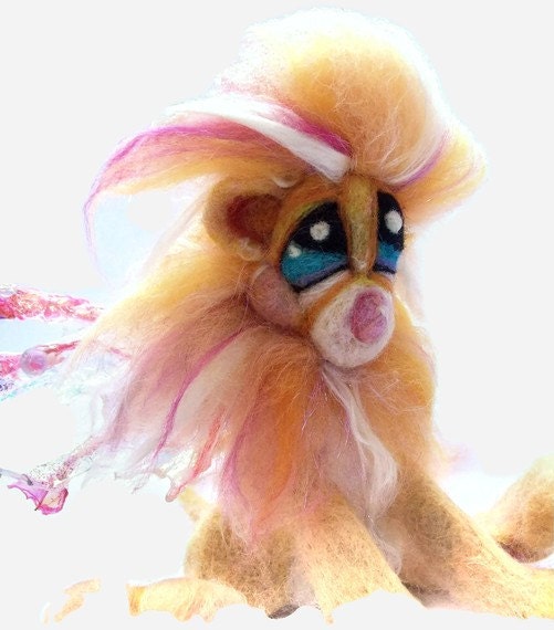 Custom Made for You OOAK Needle felt Fantasy Manicore Winged Lion fiber sculpture Plush wool art doll