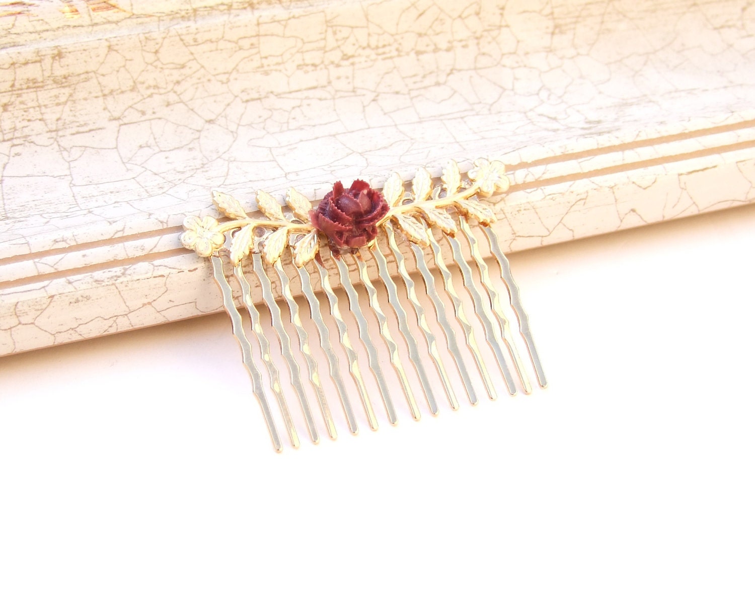 Victorian Garden.Golden hair comb