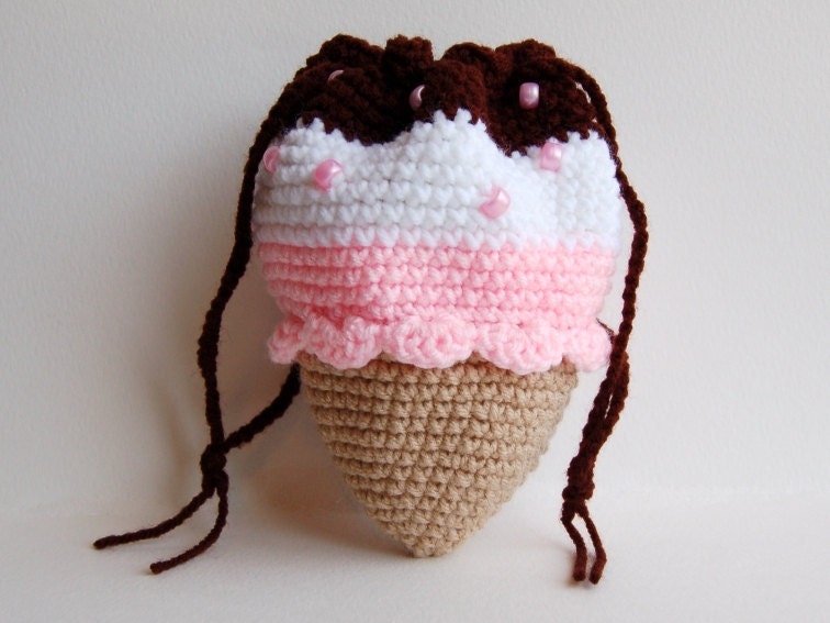 Ice Cream Cone Purse- Neopolitan Flavor