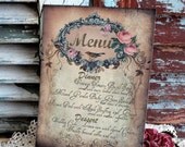 Vintage Wedding Menu Handmade by avintageobsession on etsy