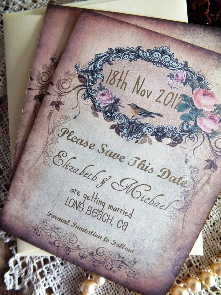 Wedding Save the Date Vintage Cards Handmade by avintageobsession on etsy