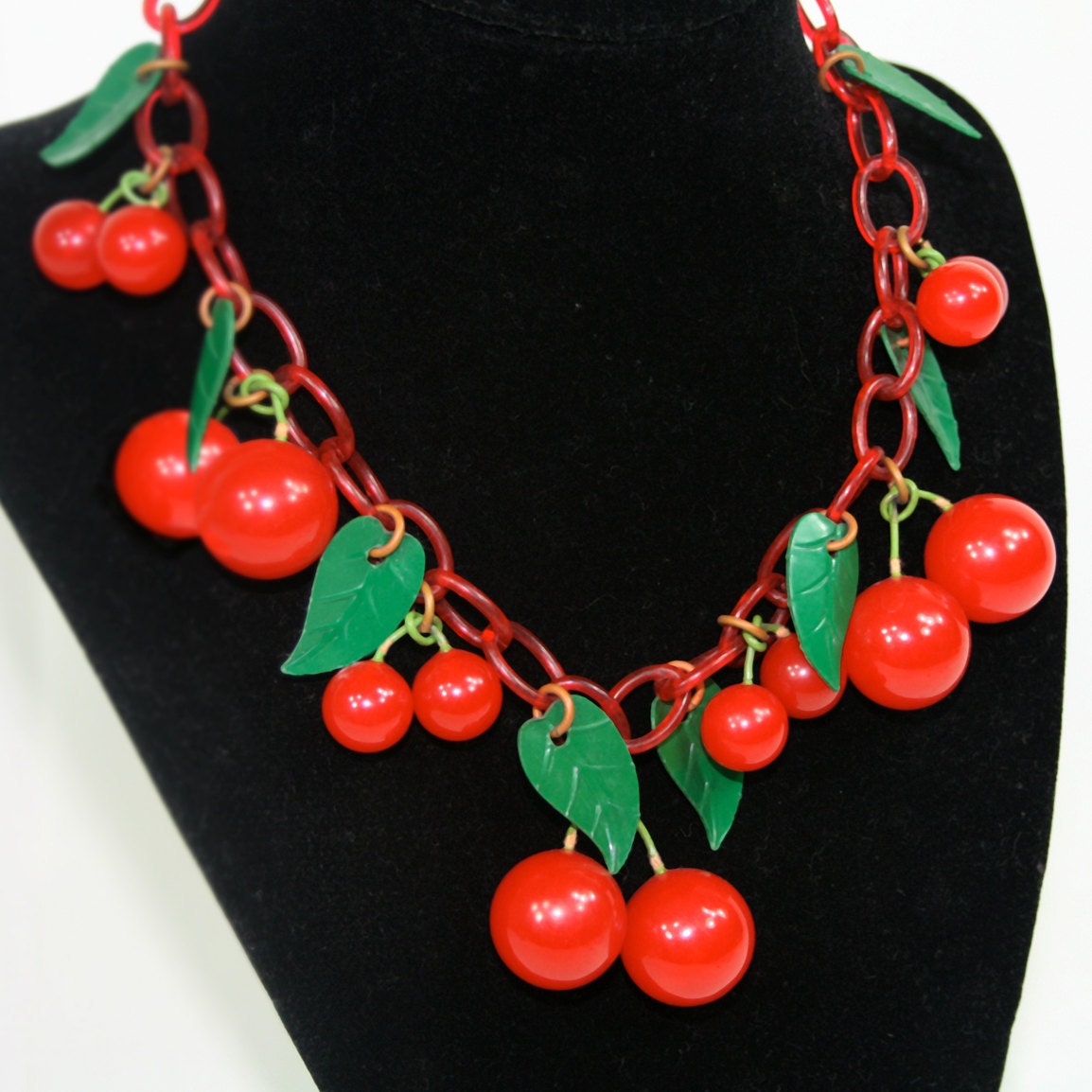 Vintage Bakelite Cherry Necklace
