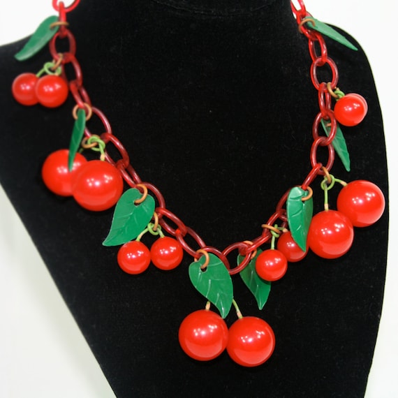 Vintage Bakelite Cherry Necklace