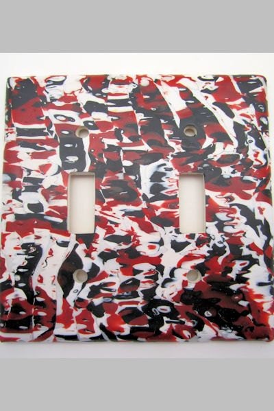 Double Switchplate, White, Red, Black