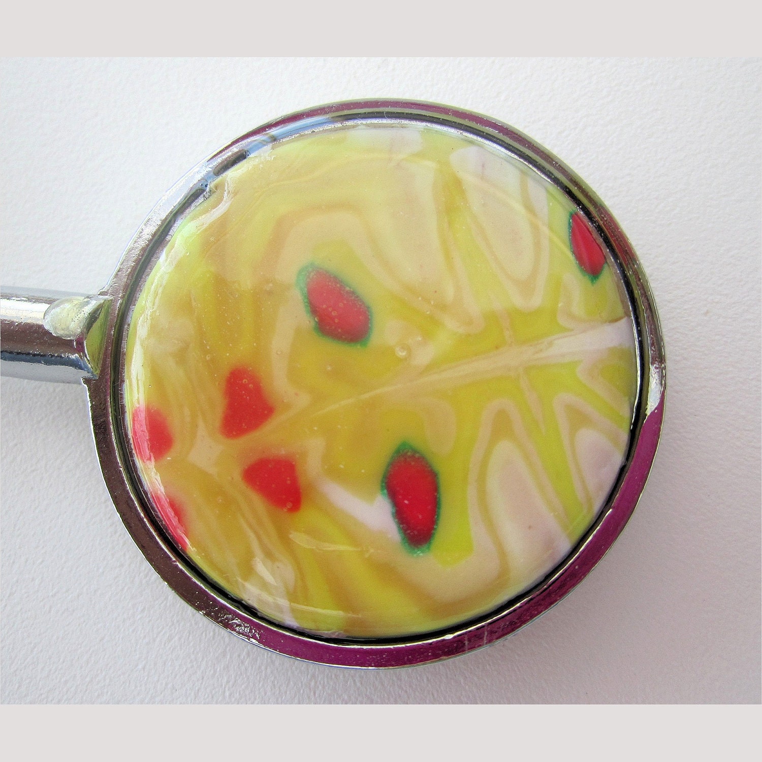 Purse Hangar, Yellow Stainless Steel Purse Hook with Fuchsia Accent